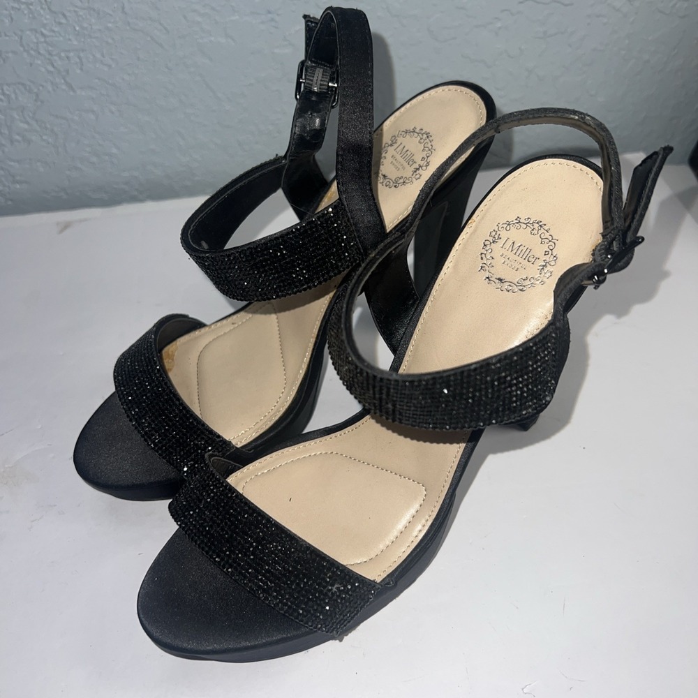 I MILLER Myrtle Bridal Black High Heel Shoes SIZE 8.5M